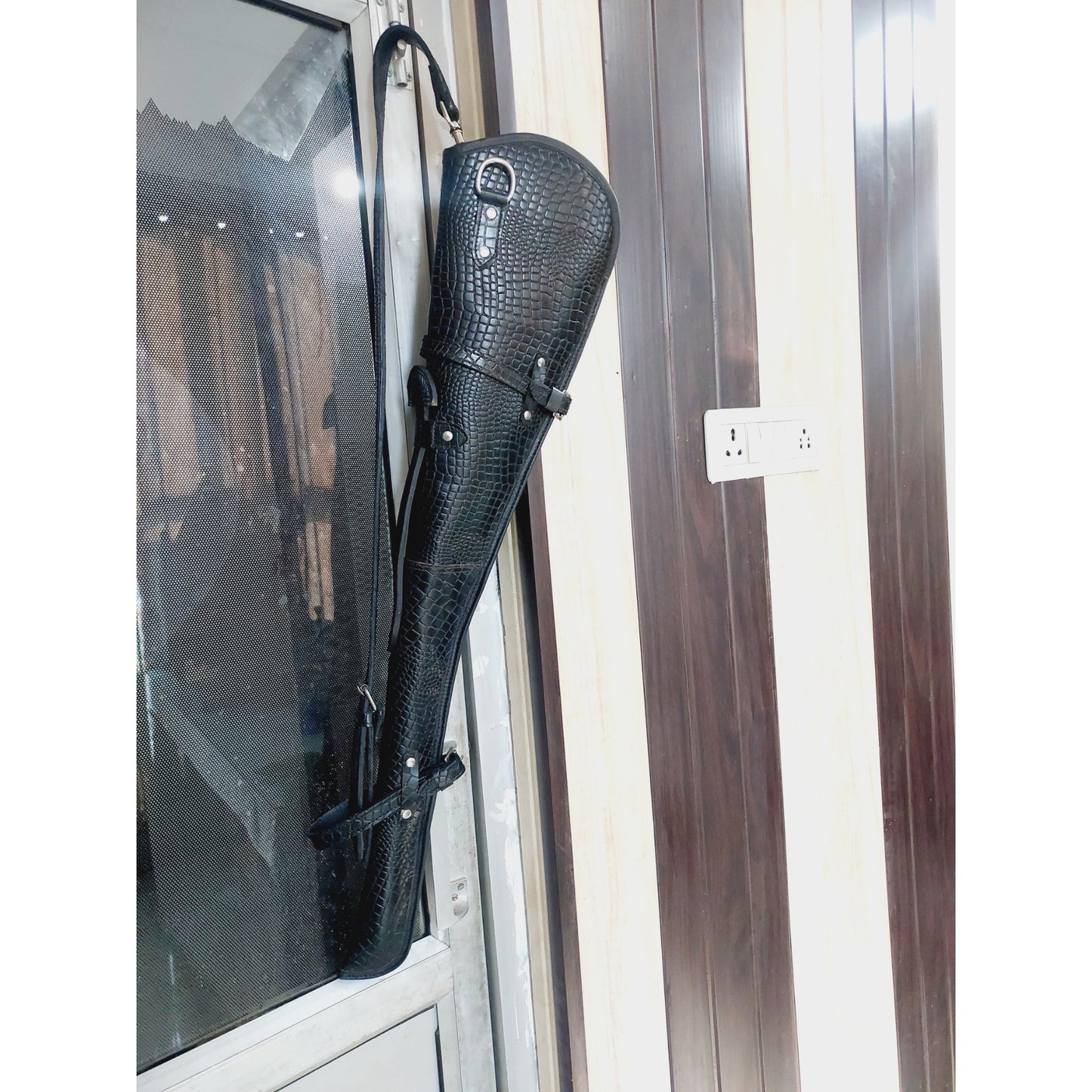 Western Rifle Scabbard – Croco Style Full Grain Leather – 33" Long Handcrafted Gun Case with Adjustable Strap – Cowboy Style