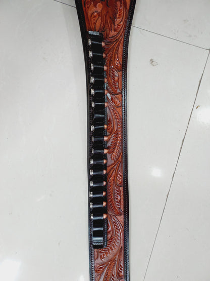 Western Gun Holster with Belt – Handmade Leather Holster for Revolvers – Fits 4" to 6.5" Barrel – Cowboy Fast Draw Style – Right Hand Draw- Brown