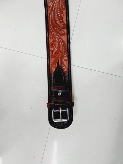 Western Gun Holster with Belt – Handmade Leather Holster for Revolvers – Fits 4" to 6.5" Barrel – Cowboy Fast Draw Style – Right Hand Draw- Brown