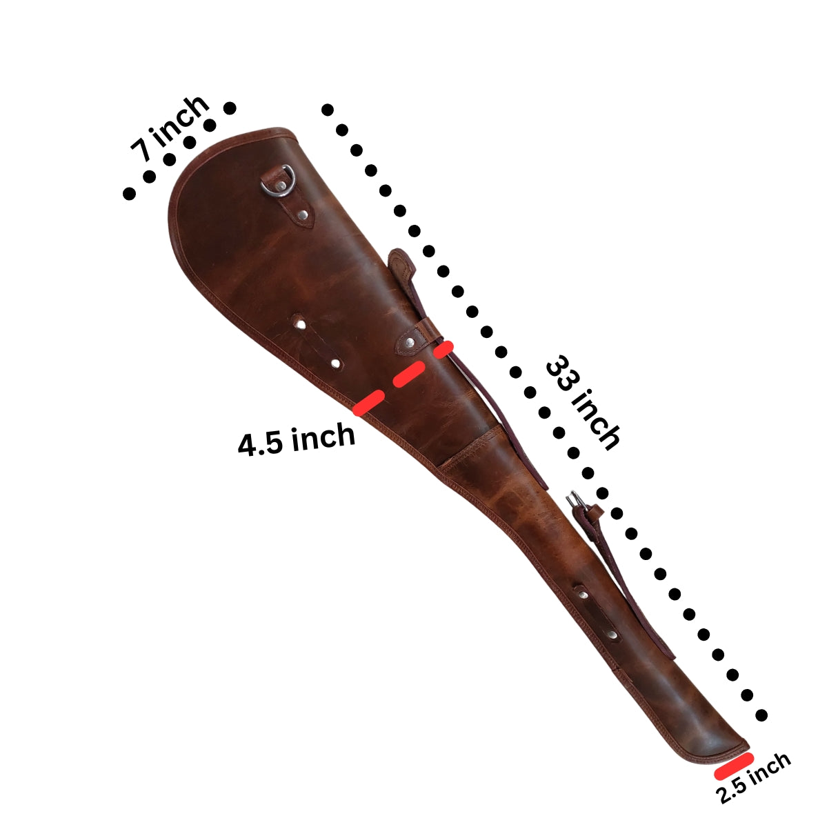 Vintage Brown Leather Rifle Scabbard with 7-Inch Wide Opening and Brass Buckle Strap – Ideal for Lever Action Rifles