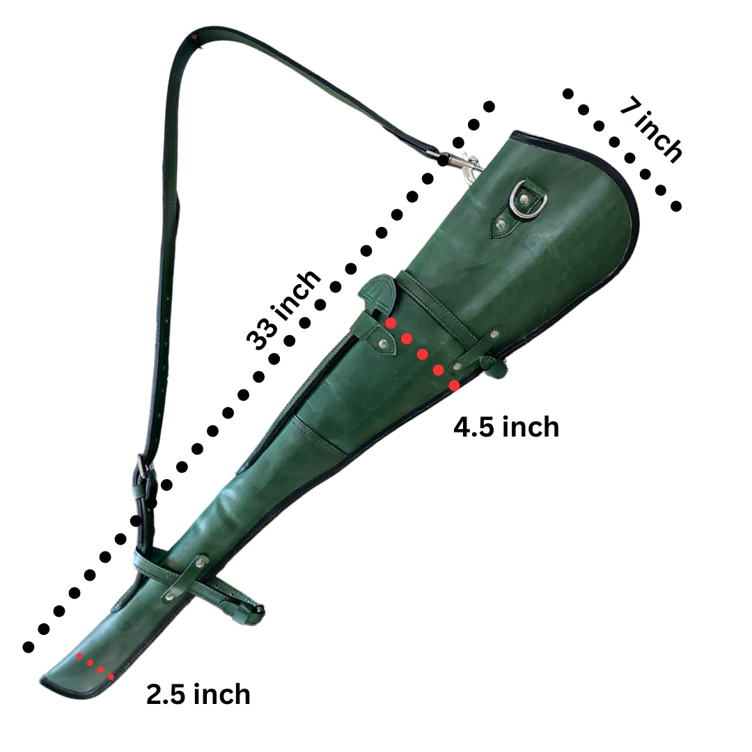 33-inch Army Green Western Leather Rifle Scabbard – Full Grain Leather Gun Case with Adjustable Strap – Fits Henry, Marlin, Winchester Lever Action Rifles