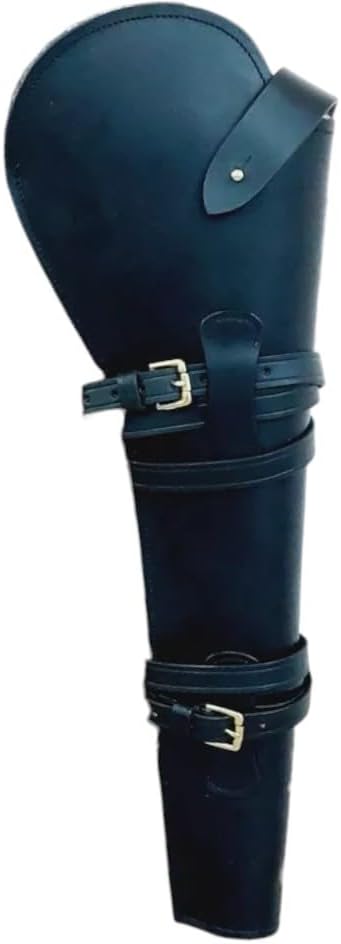 Western Rifle Scabbard – 22” Long – Hand Curved Full Grain Leather – Adjustable Shoulder Strap – Black Finish – Fits Mare’s Leg & Short Barrel Rifles