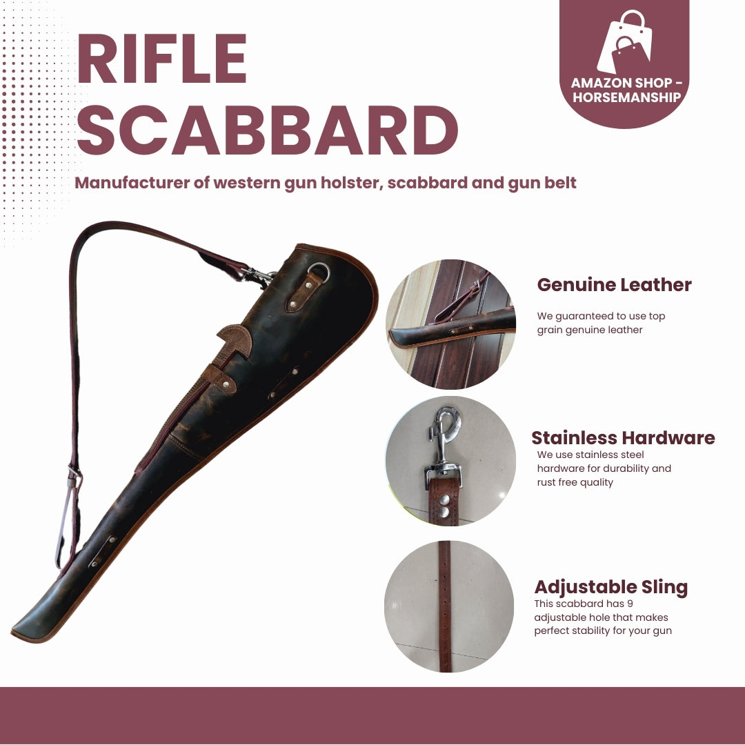 Side View of Cowboy Rifle Case – Hand-Stitched Full Grain Leather