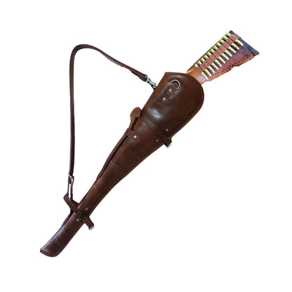 Cowboy Rifle Scabbard for Henry, Marlin, Winchester – 33” Leather Case with Rifle Fit Demonstration