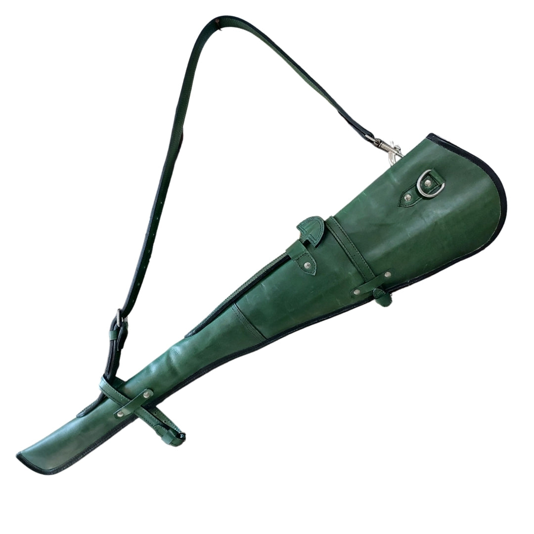 33-inch Army Green Western Leather Rifle Scabbard – Full Grain Leather Gun Case with Adjustable Strap – Fits Henry, Marlin, Winchester Lever Action Rifles