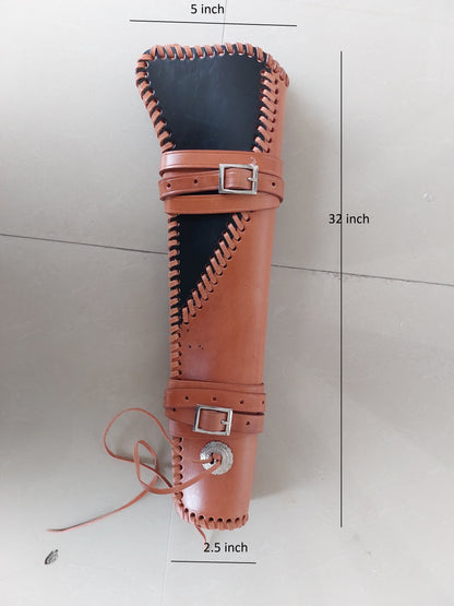 Mares Leg Leather Holster – 18" Handmade Western Gun Holster – Two-Tone Full Grain Leather – Fits Lever Action Pistols – Cowboy Style Saddle Scabbard