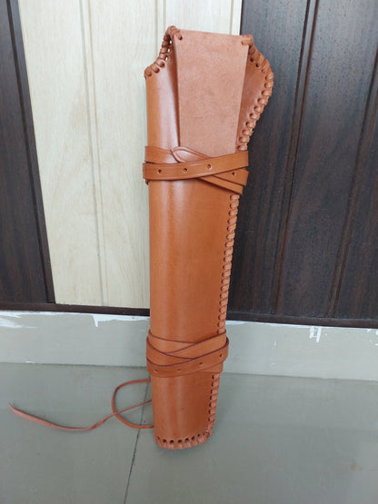 Mares Leg Leather Holster – 18" Handmade Western Gun Holster – Two-Tone Full Grain Leather – Fits Lever Action Pistols – Cowboy Style Saddle Scabbard