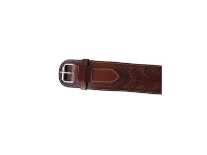 Handmade Western Gun Holster Belt – Tooled Genuine Leather – Fits .22, .38/357, .44/.45 Cal Revolvers – Cowboy Old West Style