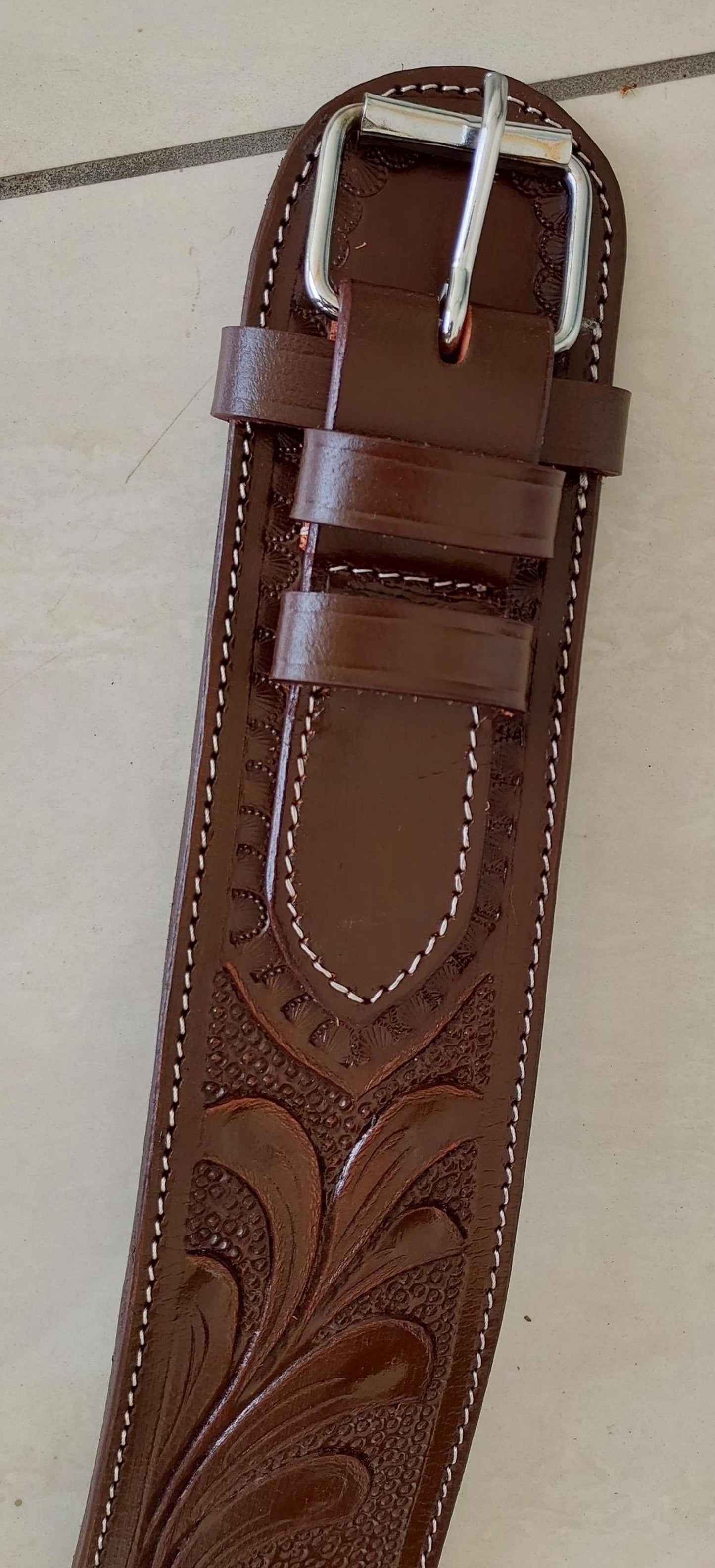 Western Leather Black Gun Holster  Belt – Handmade Old West Cowboy Style – Tooled Case for .22, .38/357, .44/45 Revolvers – Brown