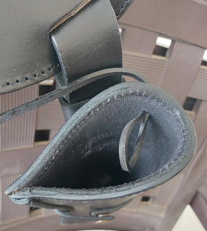 Handmade Western Gun Holster Belt – Black Genuine Leather – Old West Cowboy Style – Fits .22, .38/357, .44/45 Cal Revolvers – Great Christmas Gift for Him