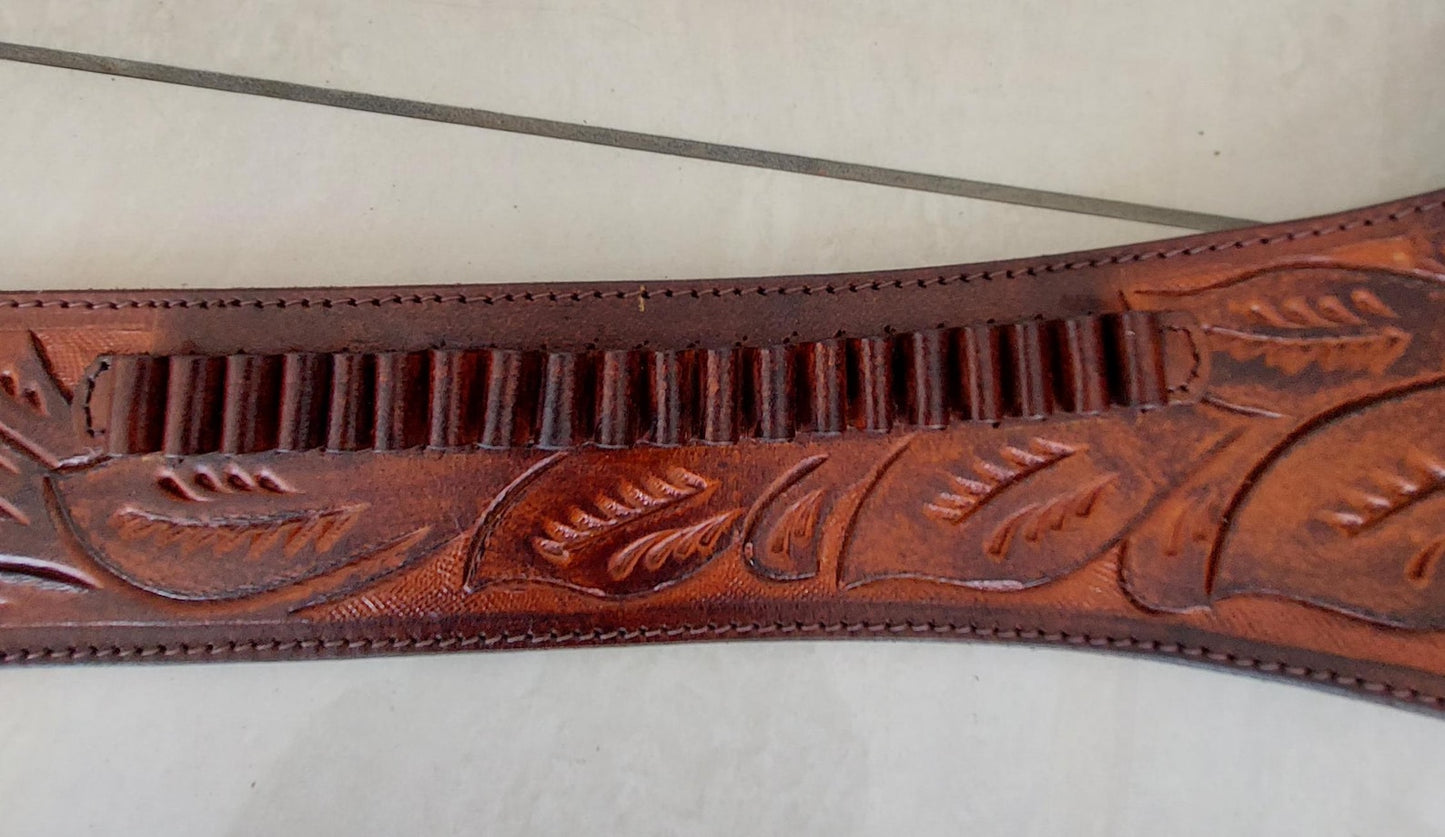 Handmade Western Gun Holster Belt – Genuine Tooled Leather – Fits .22, .38/357, .44/45 Cal Revolvers – Old West Cowboy Style – Christmas Gift for Him