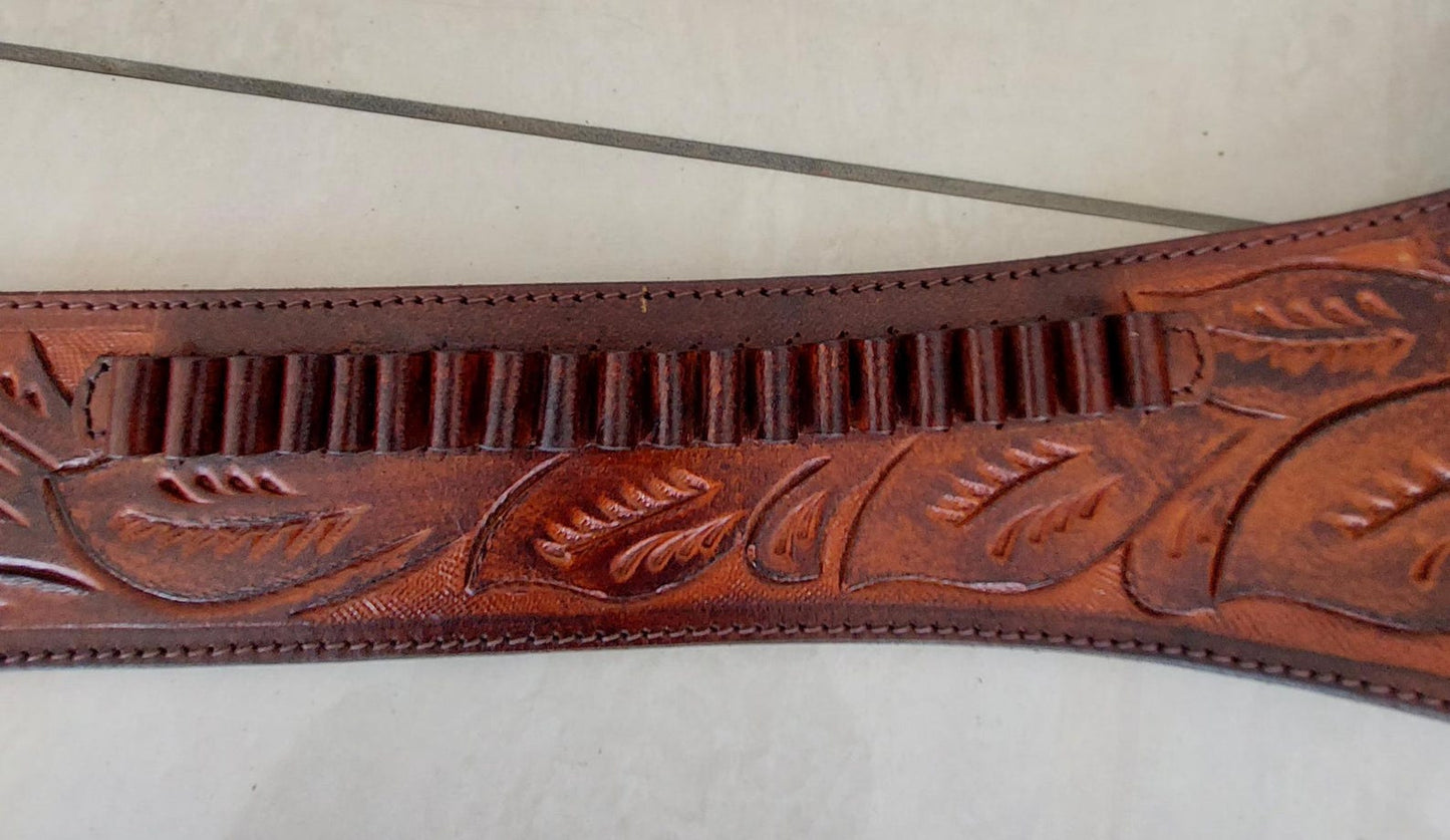 Handmade Western Cowboy Gun Holster Belt – Tooled Leather – Old West Style – Fits .44/45, .38/357, .44/45 Cal Revolvers – Perfect Christmas Gift for Him
