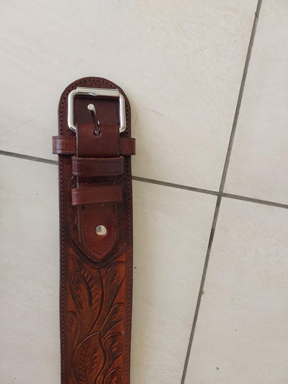Handmade Tooled Leather Western Gun Holster & Belt – Cowboy Style – Fits .22, .38/357, .44./45 Caliber Revolvers