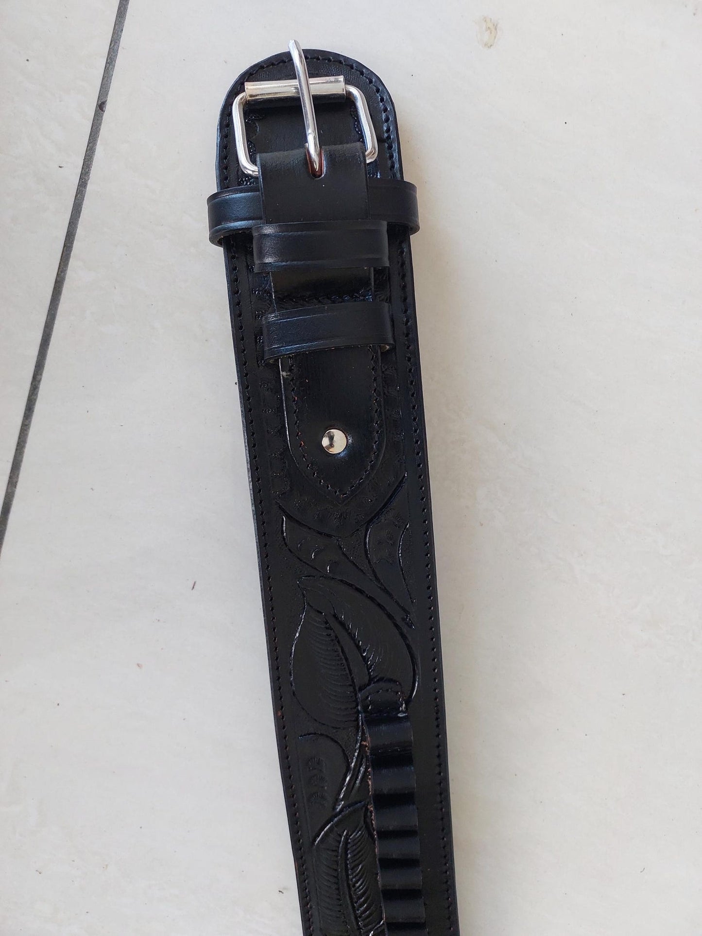 Handmade Western Gun Holster Belt – Black Premium Leather – Fits .22, .38/357, .44/45 Cal Revolvers – 3.5” to 8.9” Barrel – Cowboy Style