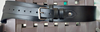 Handmade Western Gun Holster Belt – Black Genuine Leather – Old West Cowboy Style – Fits .22, .38/357, .44/45 Cal Revolvers – Great Christmas Gift for Him