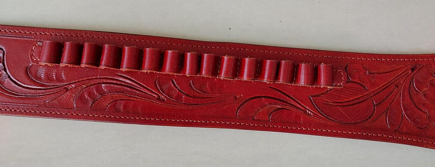 Premium Western Gun Holster Belt – Handmade Tooled Leather – Fits .22, .38/357, .44/45 Cal Cowboy Revolvers – Old West Style