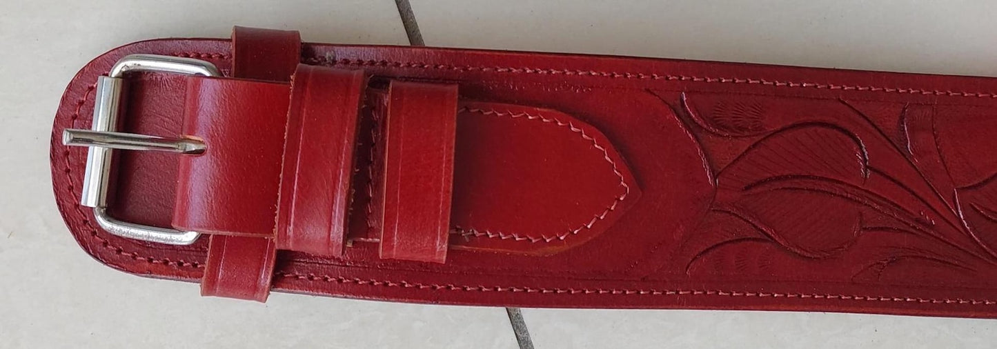 Premium Western Gun Holster Belt – Handmade Tooled Leather – Fits .22, .38/357, .44/45 Cal Cowboy Revolvers – Old West Style