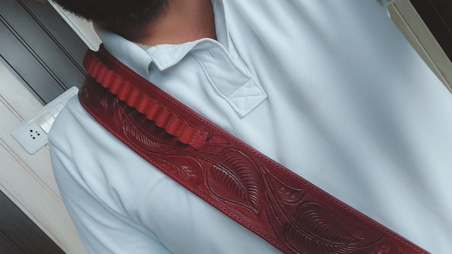 Maroon Western Revolver Holster & Belt – Handmade Leather – Fits 3.5" to 8.9" Barrel – .22 .38/357 .44/.45 Cal