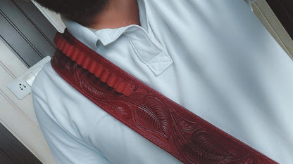 Maroon Western Revolver Holster & Belt – Handmade Leather – Fits 3.5" to 8.9" Barrel – .22 .38/357 .44/.45 Cal