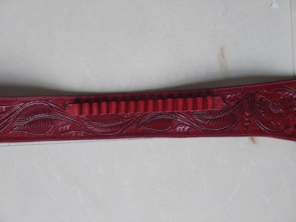 Maroon Western Revolver Holster & Belt – Handmade Leather – Fits 3.5" to 8.9" Barrel – .22 .38/357 .44/.45 Cal