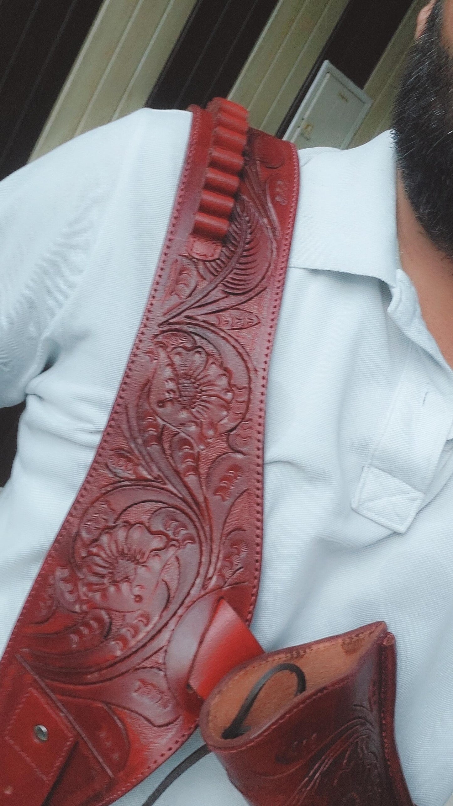 Maroon Western Revolver Holster & Belt – Handmade Leather – Fits 3.5" to 8.9" Barrel – .22 .38/357 .44/.45 Cal