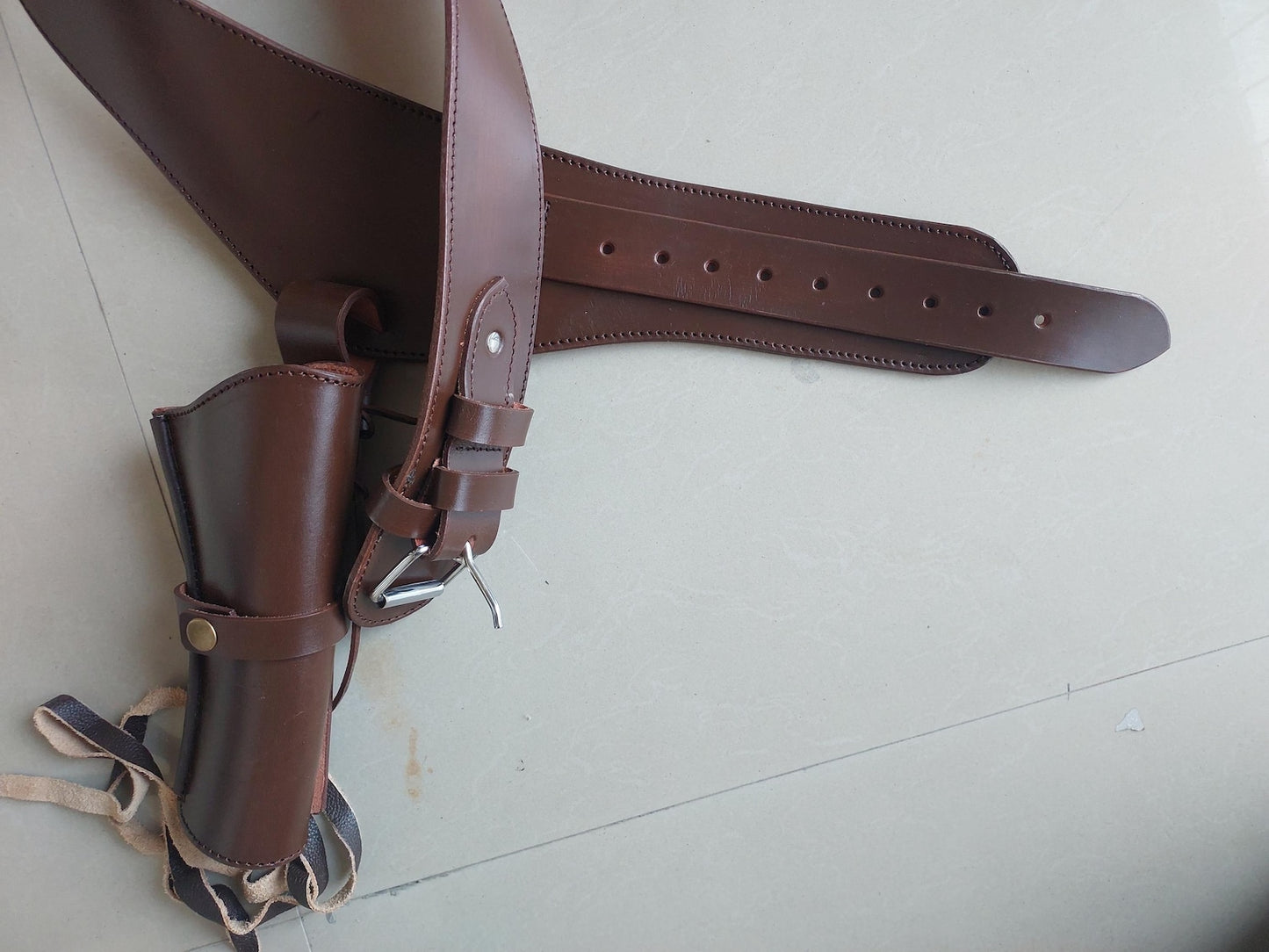 Western Leather Gun Holster & Belt – Left Hand Draw – Handmade – Fits "3-5 To 8-9" Barrel – .22, 38/357 .44/45 Cal