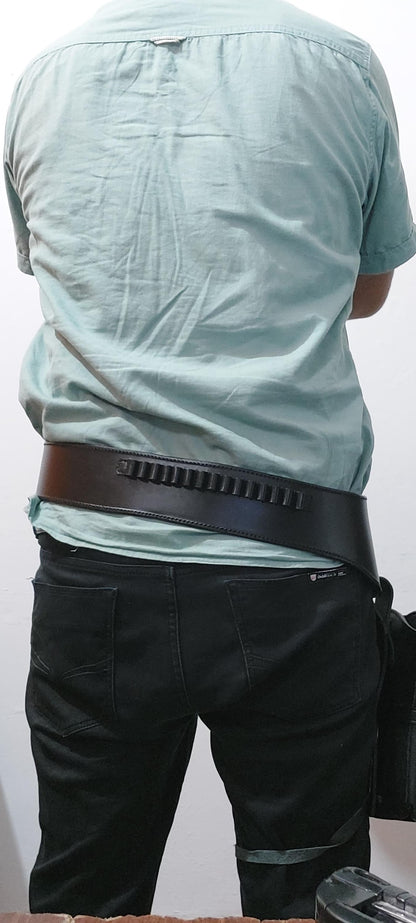 Handmade Western Leather Revolver Holster with Belt – Fits 3-5 to 8-9" Barrel – .22, .38/357, .44/45 Cal – Custom Cowboy Gun Rig