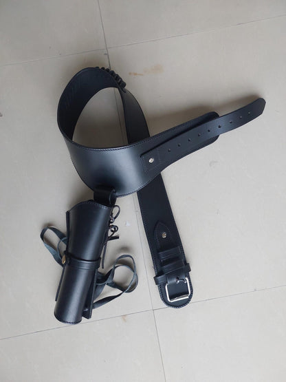 Handmade Western Leather Revolver Holster with Belt – Fits 3-5 to 8-9" Barrel – .22, .38/357, .44/45 Cal – Custom Cowboy Gun Rig