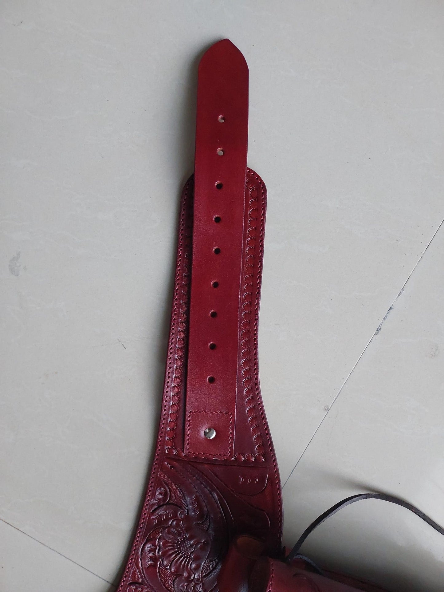 Maroon Western Revolver Holster & Belt – Handmade Leather – Fits 3.5" to 8.9" Barrel – .22 .38/357 .44/.45 Cal