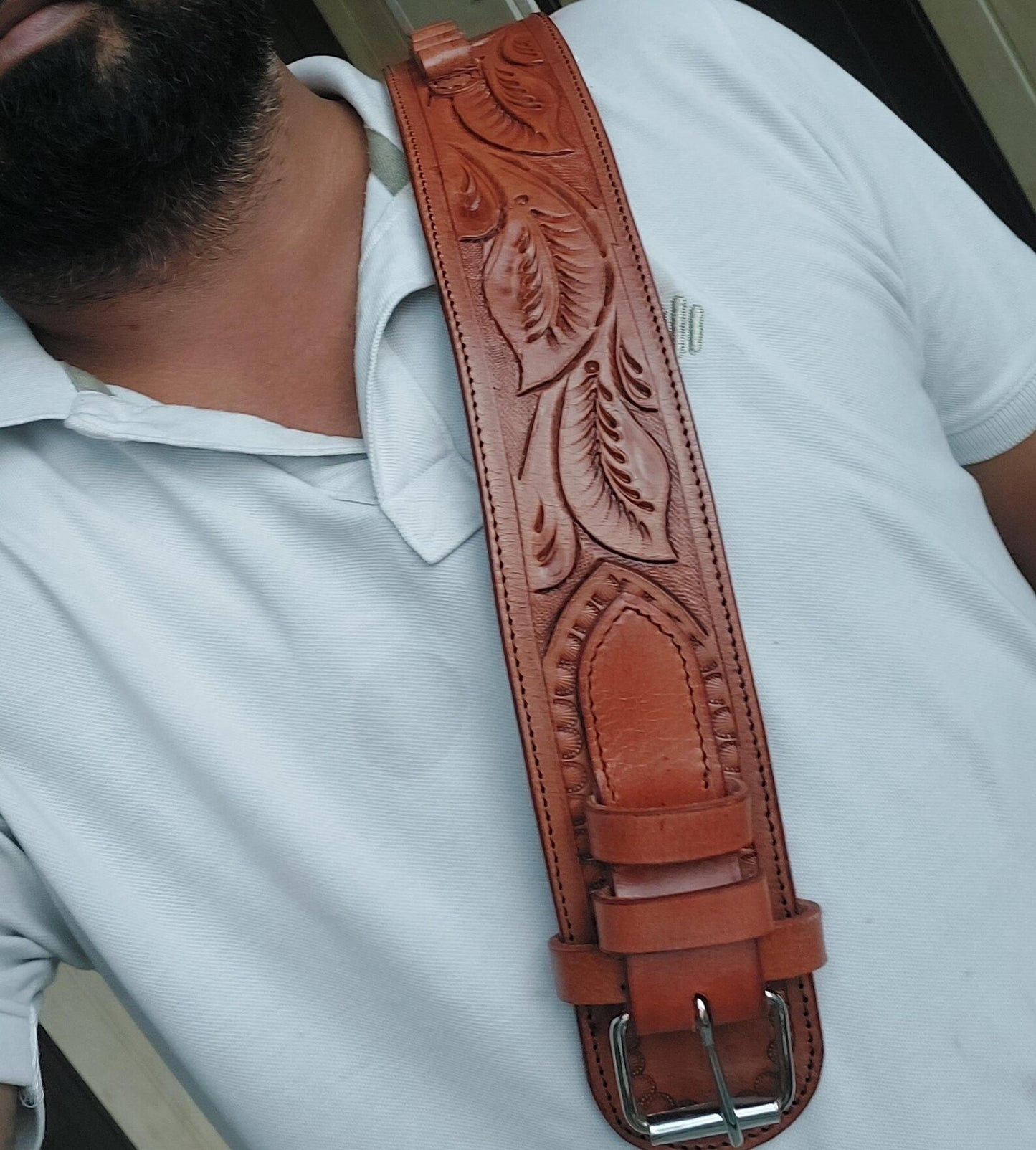 Light Brown Western Revolver Holster  Belt – Handmade Tooled Leather – Fits 3.5" to 8.9" Barrel – .22 .38/357 .44/45 Cal
