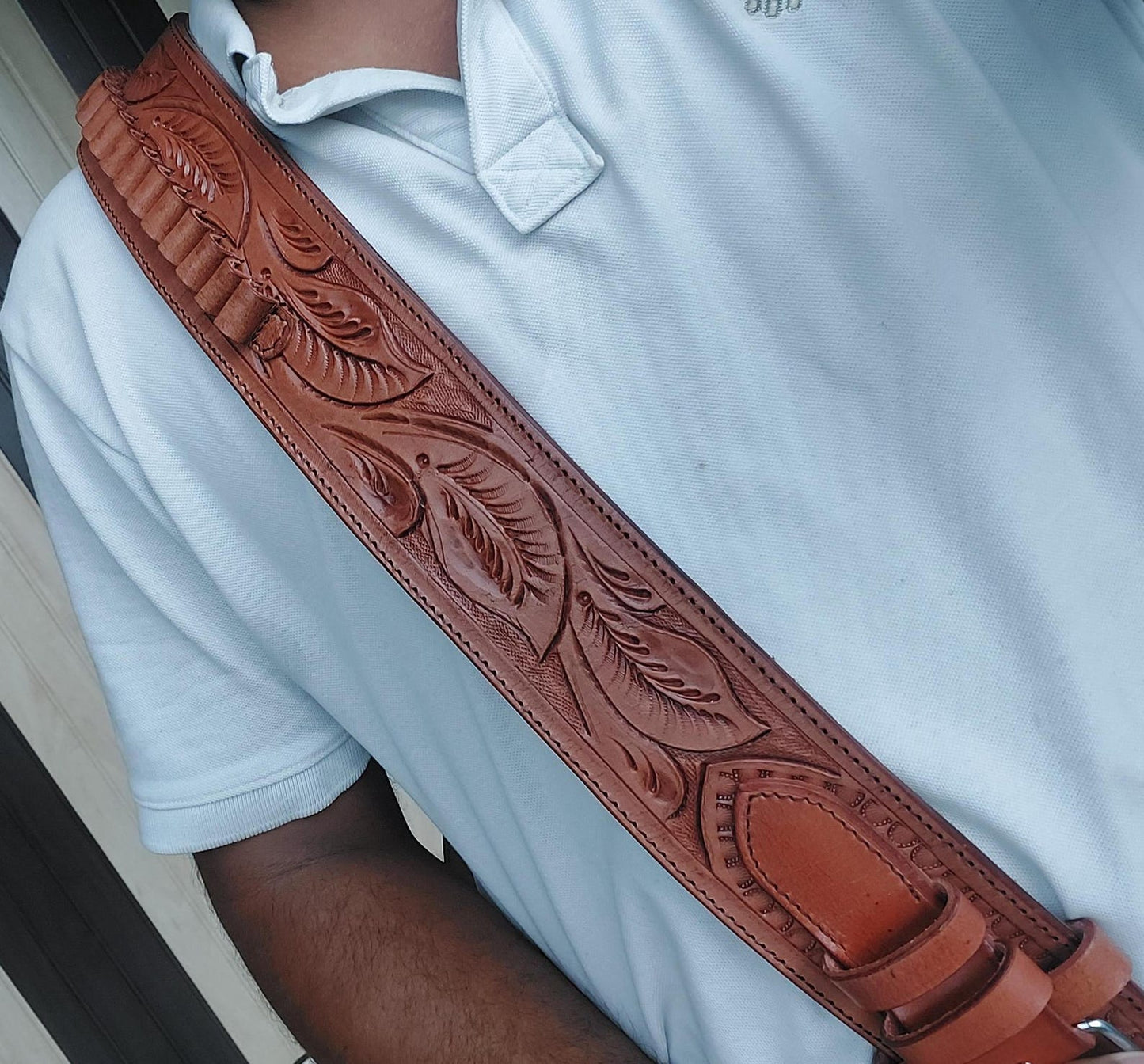 Light Brown Western Revolver Holster  Belt – Handmade Tooled Leather – Fits 3.5" to 8.9" Barrel – .22 .38/357 .44/45 Cal