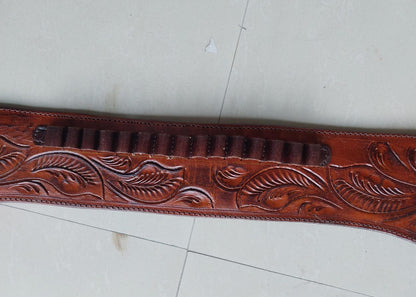 Western Gun Holster Belt – Dual Color Handmade Leather – Fits 3.5" to 8.9" Revolver – .22 .38/357, .44/45 Cal – Cowboy Style