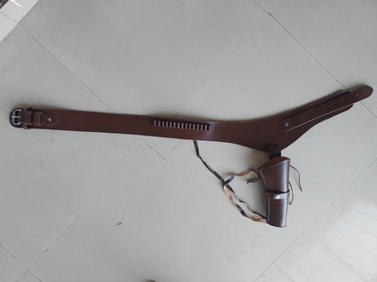 Western Leather Gun Holster & Belt – Left Hand Draw – Handmade – Fits "3-5 To 8-9" Barrel – .22, 38/357 .44/45 Cal