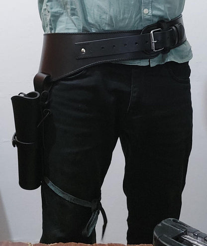 Handmade Western Leather Revolver Holster with Belt – Fits 3-5 to 8-9" Barrel – .22, .38/357, .44/45 Cal – Custom Cowboy Gun Rig