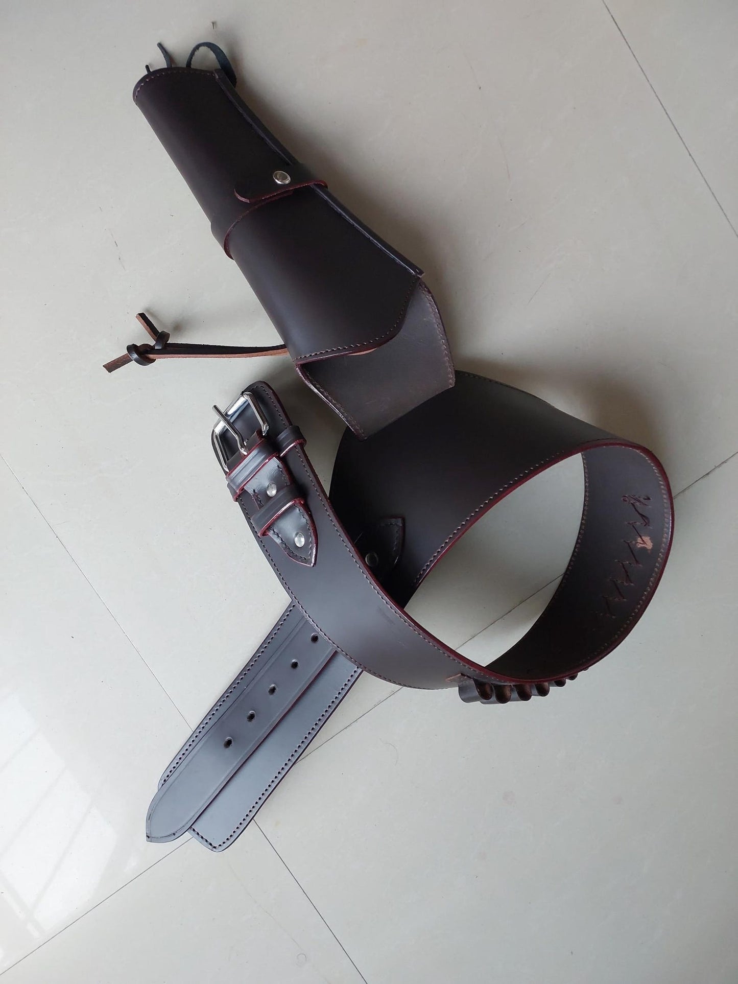 Western Gun Holster & Belt – Dual Color Handmade Leather – Fits 3.5" to 8.9" Revolver – .22 .38/357 .44/45 Cal – Cowboy Style