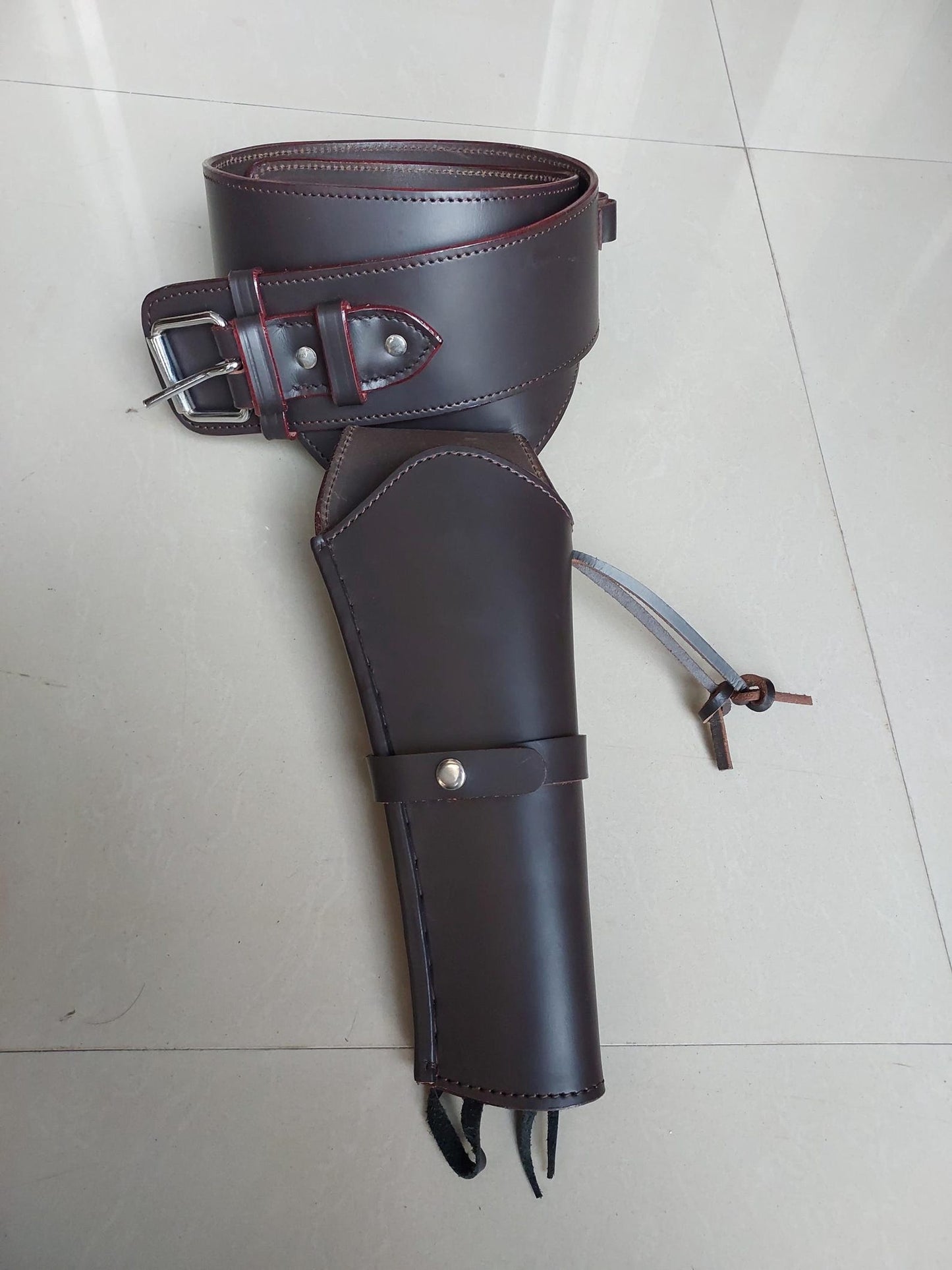 Western Gun Holster & Belt – Dual Color Handmade Leather – Fits 3.5" to 8.9" Revolver – .22 .38/357 .44/45 Cal – Cowboy Style