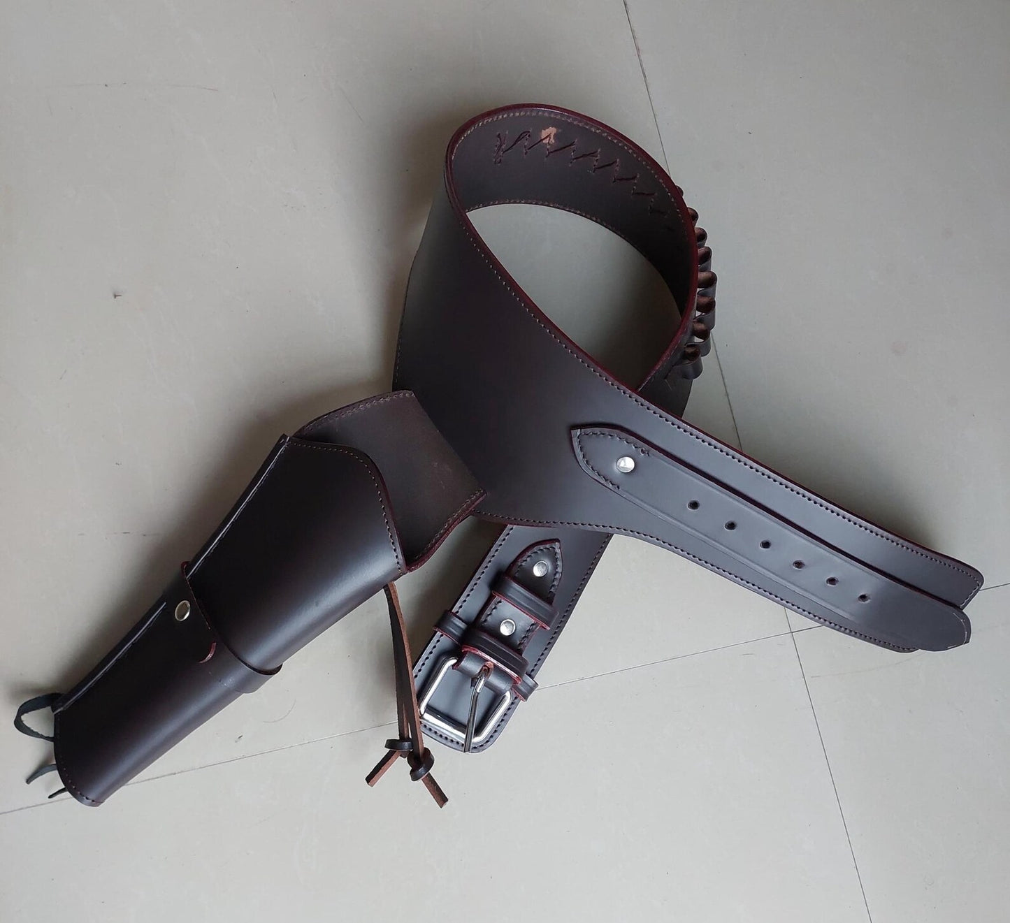 Western Gun Holster & Belt – Dual Color Handmade Leather – Fits 3.5" to 8.9" Revolver – .22 .38/357 .44/45 Cal – Cowboy Style