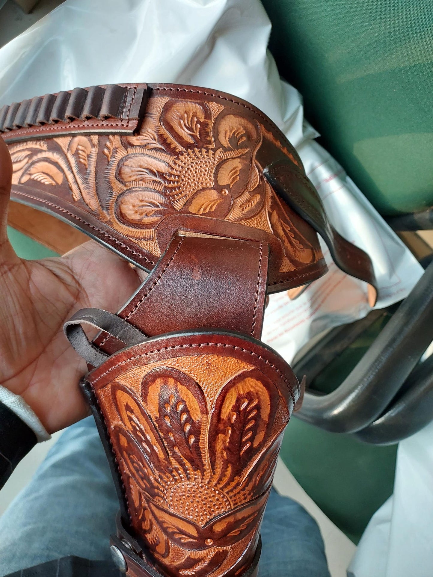 Cowboy Western Leather Gun Holster with Belt – Right Hand Draw – Handmade – Fits 3.5" to 8.9" Revolver – .22, .38/.357, .44/45 Cal