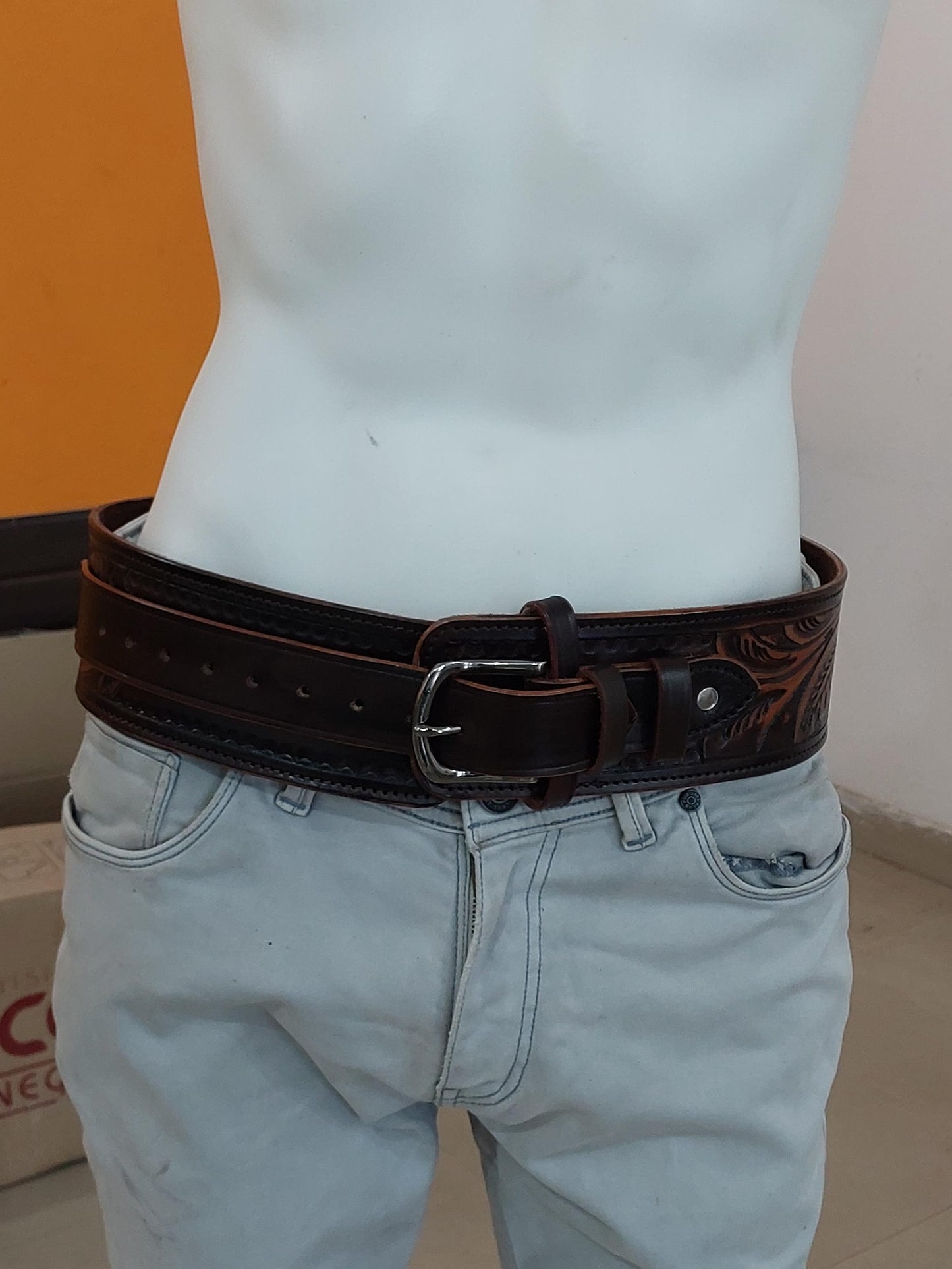 Western Gun Cartridge Holder Belt – Handmade Leather Ammo Holder – Fits .22 .38/357 .44/45 Cal – Cowboy Style