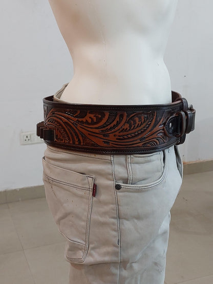 Western Gun Cartridge Holder Belt – Handmade Leather Ammo Holder – Fits .22 .38/357 .44/45 Cal – Cowboy Style
