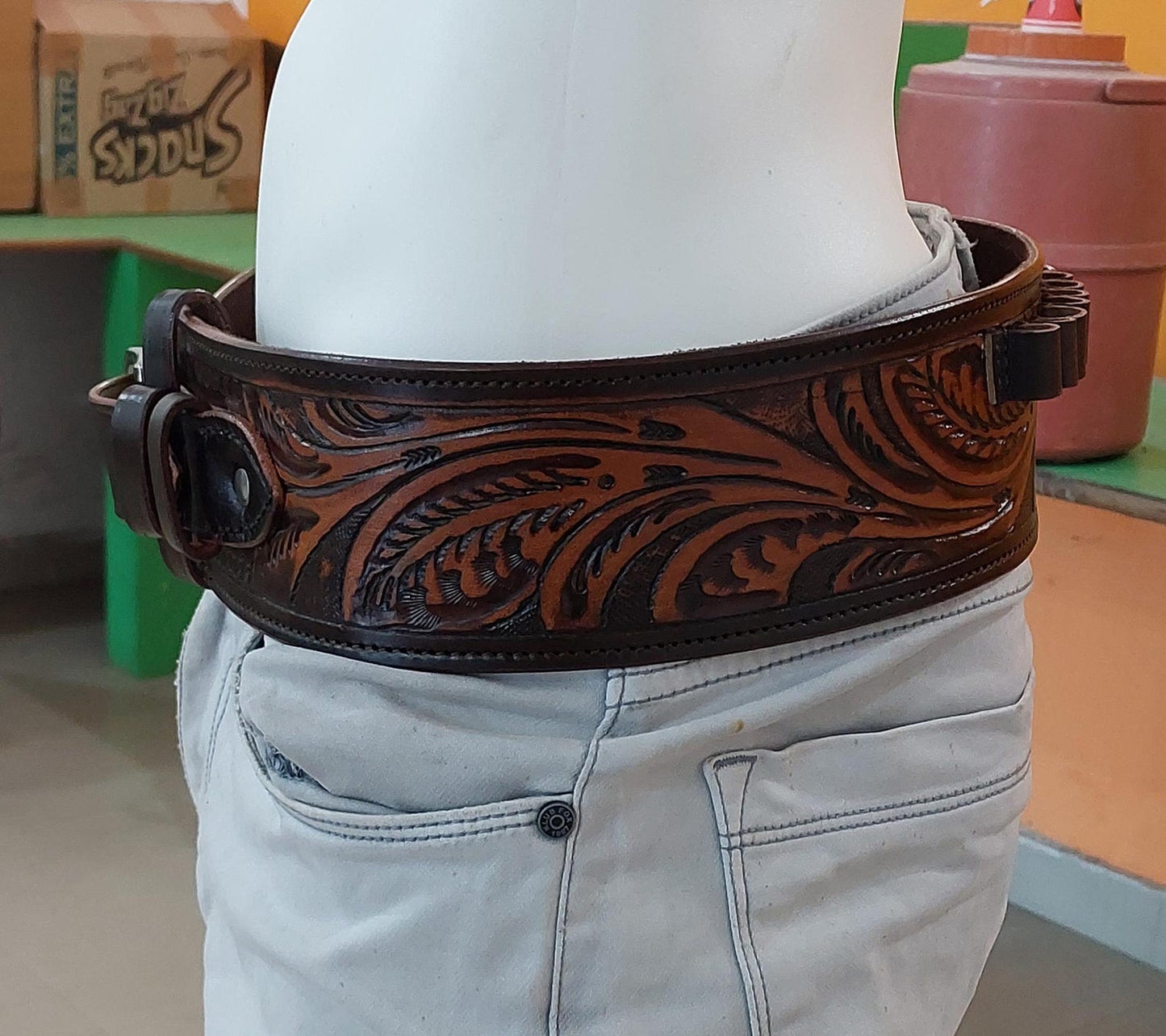 Western Gun Cartridge Holder Belt – Handmade Leather Ammo Holder – Fits .22 .38/357 .44/45 Cal – Cowboy Style