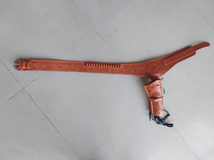 Western Leather Gun Holster – Handmade Full Grain – Fits Heritage, Taurus, Colt Revolvers – .22 .38/357 .44/45 Cal – Hand-Curved Cowboy Style