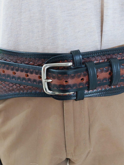 Handcrafted Western Leather Gun Holster & Belt – Right Hand Draw – Fits 3.4" to 8.9" Revolver – .22 .38/357 .44/45 Cal – Cowboy Style